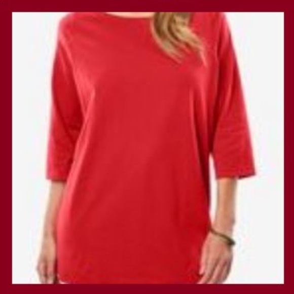 Tops - Three-Quarter Sleeve Boatneck Tee(5x,4x)